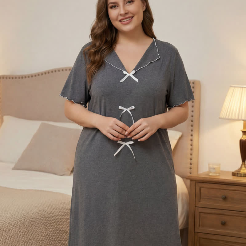 Vêtements d'intérieur élégants à nœud papillon - Gris - 5XL - image 6
