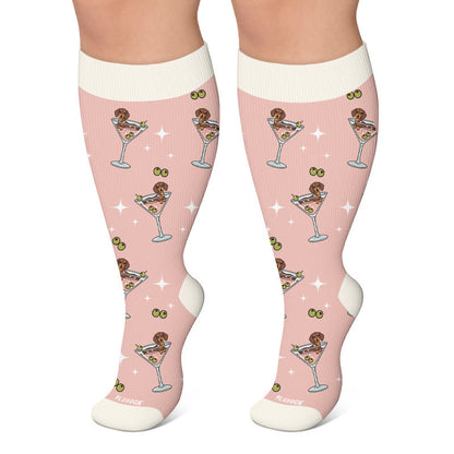 Chaussettes de compression grande taille à motif teckel - Rose - 4XL - image 4