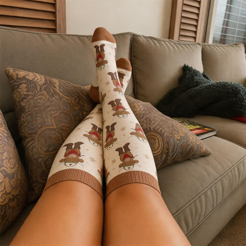 Chaussettes de compression style cowboy grande taille à motif animal - image 1
