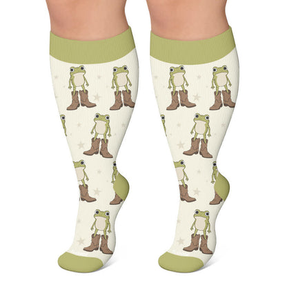 Chaussettes de compression style cowboy grande taille à motif animal - Vert - 4XL - image 5
