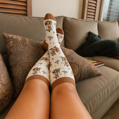 Chaussettes de compression grandes tailles automne motif animaux - image 1