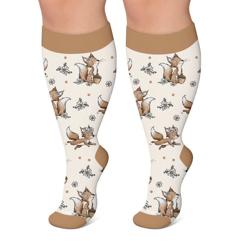 Chaussettes de compression grandes tailles automne motif animaux - Kaki - 4XL - image 4
