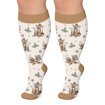 Chaussettes de compression grandes tailles automne motif animaux - Kaki - 4XL - image 4