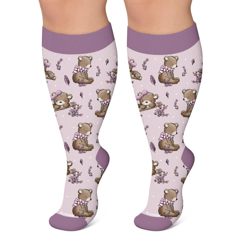 Chaussettes de compression grandes tailles automne motif animaux - Violet - 4XL - image 5