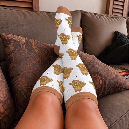 Chaussettes de compression confortables grandes tailles à motifs d'animaux de la forêt - image 1