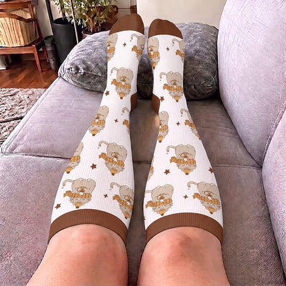 Chaussettes de compression confortables grandes tailles à motifs d'animaux de la forêt - image 3