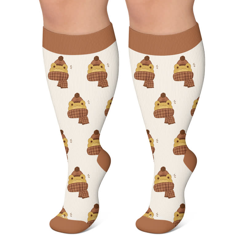 Chaussettes de compression confortables grandes tailles à motifs d'animaux de la forêt - Café - 4XL - image 4