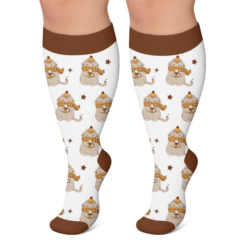 Chaussettes de compression confortables grandes tailles à motifs d'animaux de la forêt - Brun - 4XL - image 6