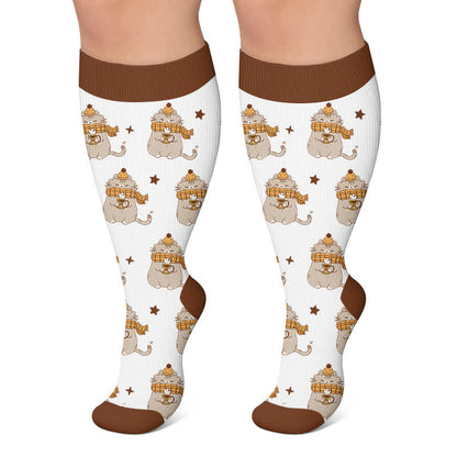 Chaussettes de compression confortables grandes tailles à motifs d'animaux de la forêt - Brun - 4XL - image 6