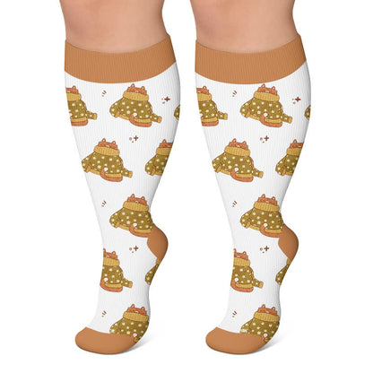 Chaussettes de compression confortables grandes tailles à motifs d'animaux de la forêt - Kaki - 4XL - image 5