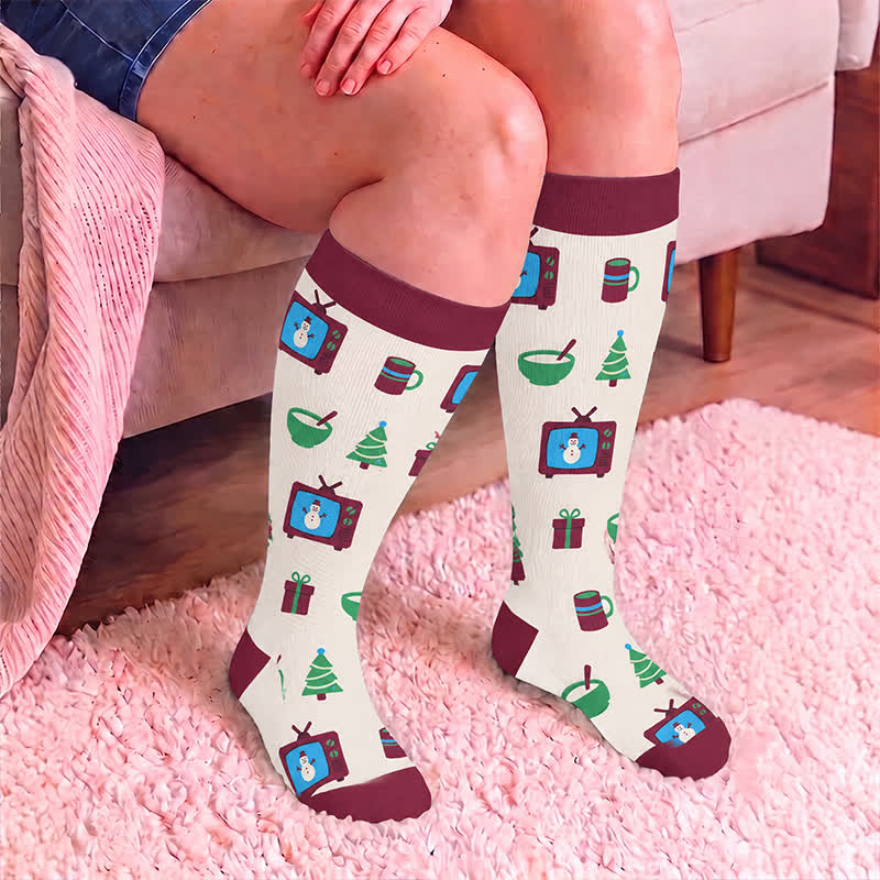 Chaussettes de compression grande taille Ghost Turtle Holiday TV - image 3