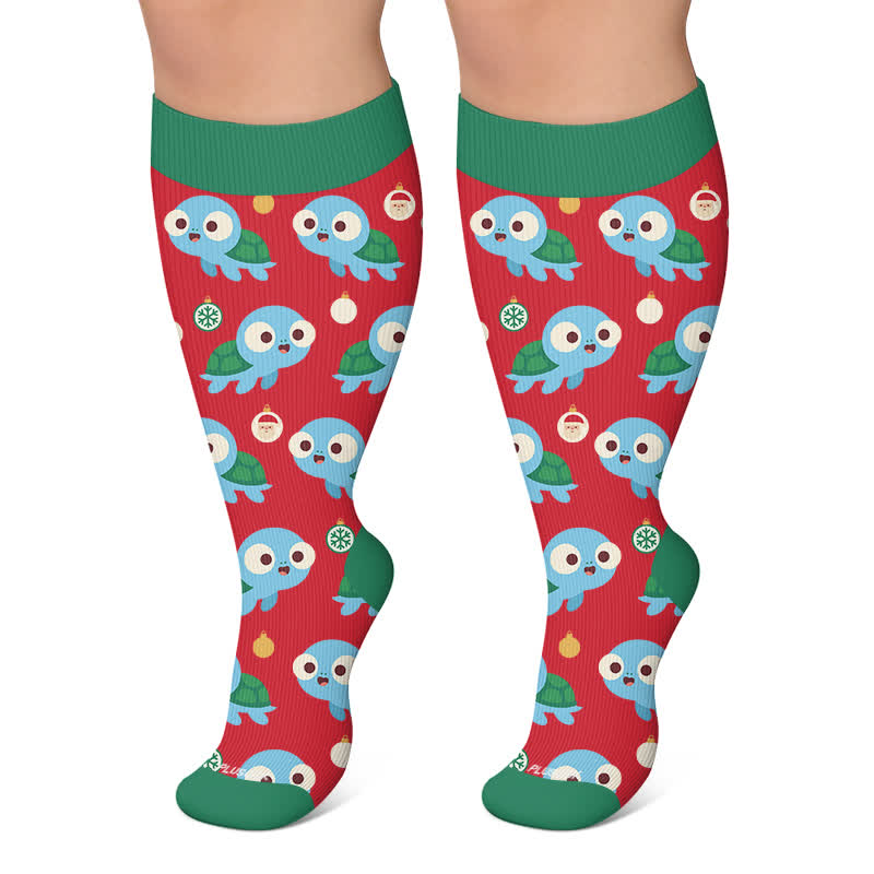 Chaussettes de compression grande taille Ghost Turtle Holiday TV - Rouge - 4XL - image 6