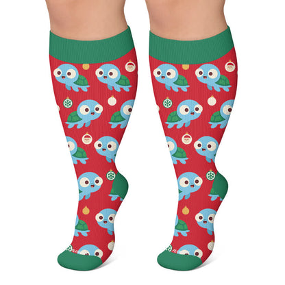 Chaussettes de compression grande taille Ghost Turtle Holiday TV - Rouge - 4XL - image 6