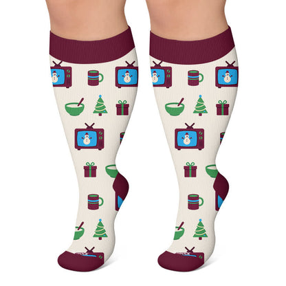Chaussettes de compression grande taille Ghost Turtle Holiday TV - Beige - 4XL - image 5