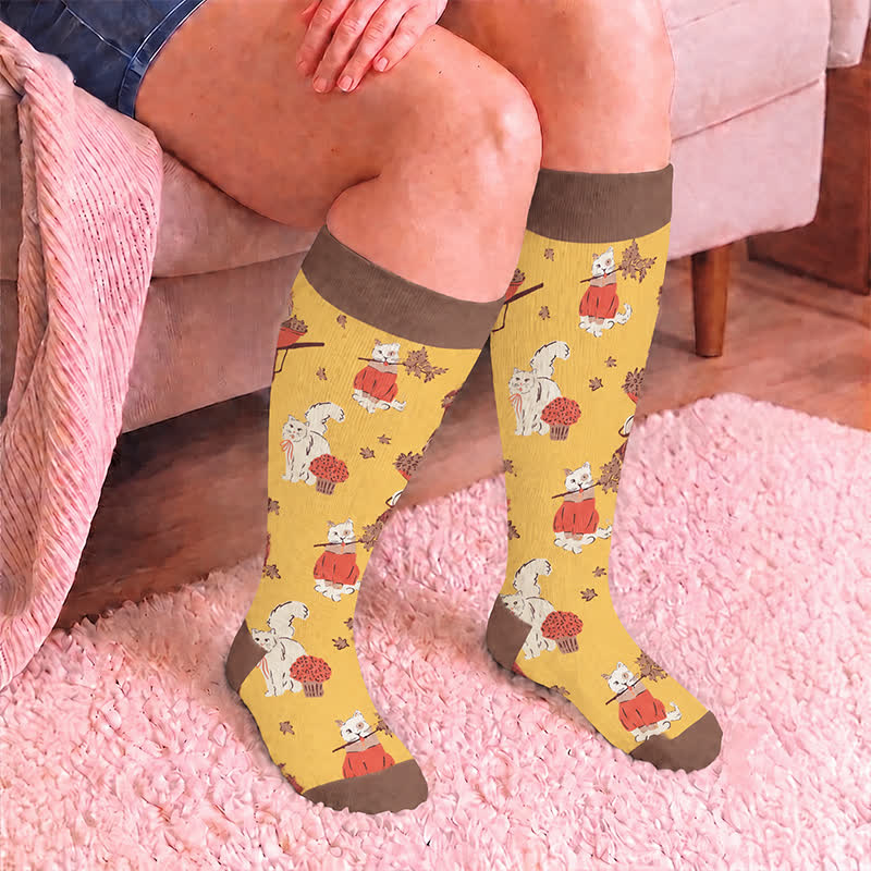 Chaussettes de compression grandes tailles à motifs animaux d'automne - image 3