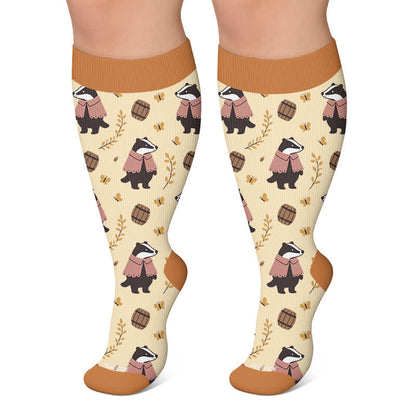 Chaussettes de compression grandes tailles à motifs animaux d'automne - Kaki - 4XL - image 4