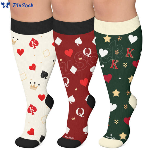 Chaussettes de compression de Noël grandes tailles en forme de carte à poker - image 0