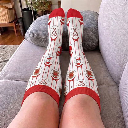 Chaussettes de compression grande taille bonhomme de neige en pain d'épice - image 2