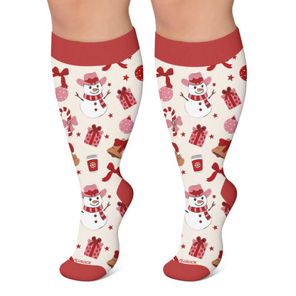 Chaussettes de compression grande taille bonhomme de neige en pain d'épice - Vin - 4XL - image 4