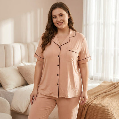 Ensemble pyjama à boutons en modal - Beige - 5XL - image 0