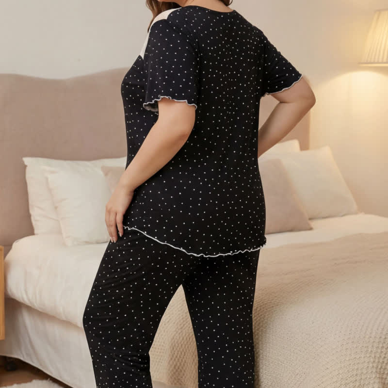 Ensemble pyjama en dentelle douce à pois - image 4