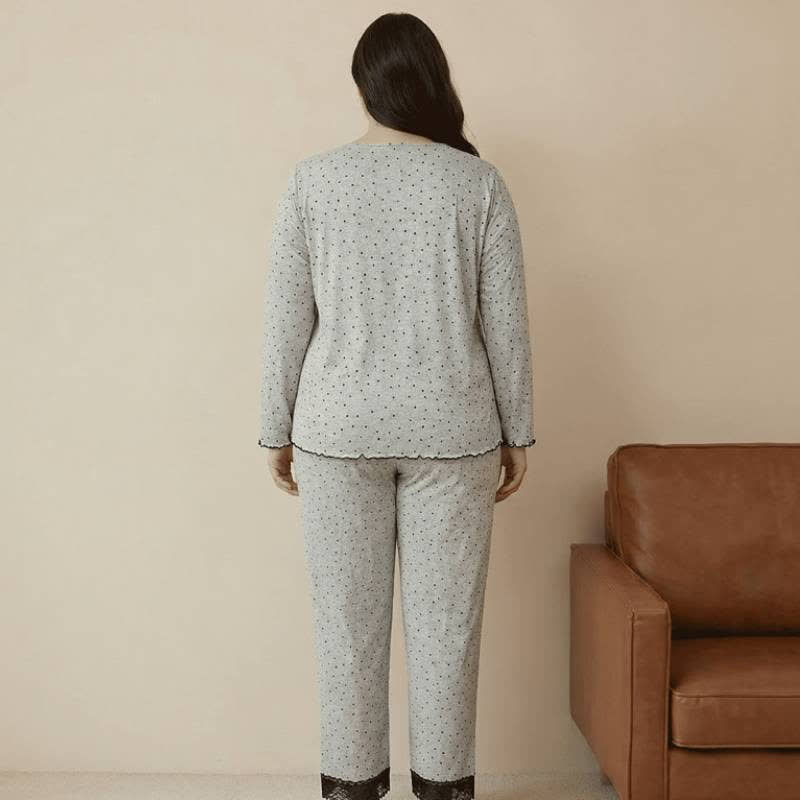 Ensemble pyjama élégant en dentelle à imprimé floral - image 2