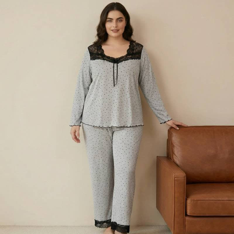 Ensemble pyjama élégant en dentelle à imprimé floral - image 0
