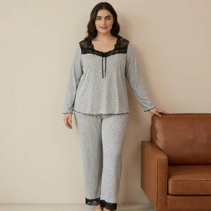 Ensemble pyjama élégant en dentelle à imprimé floral - image 0