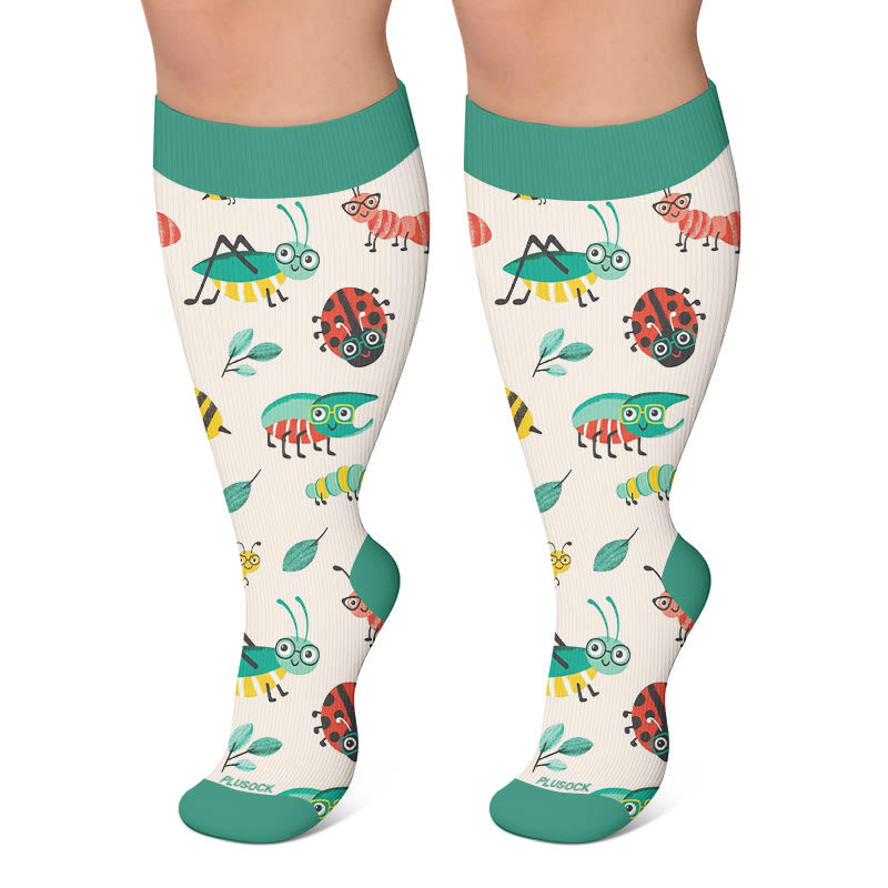 Chaussettes de compression grandes tailles en forme de champignons de jardin à motifs. - Beige - 4XL - image 6