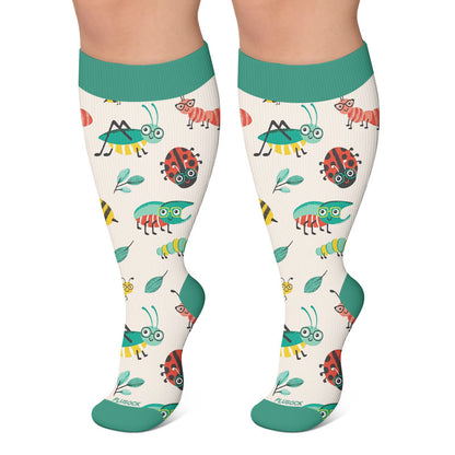 Chaussettes de compression grandes tailles en forme de champignons de jardin à motifs. - Beige - 4XL - image 6