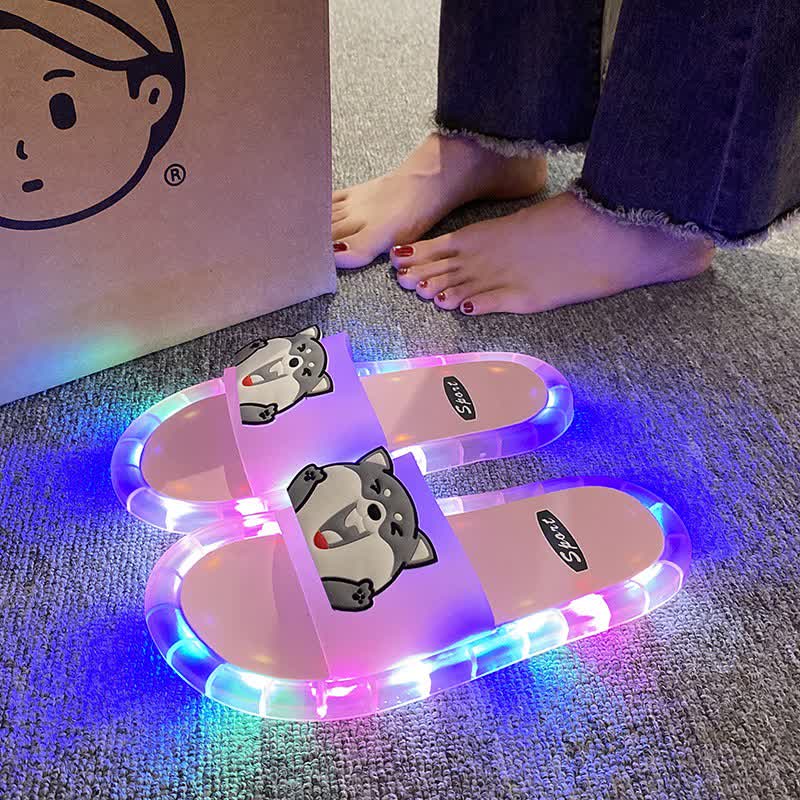 Toboggans lumineux en gelée à tête de husky - Rose - Enfants EU34–35 (3–3,5) - image 0