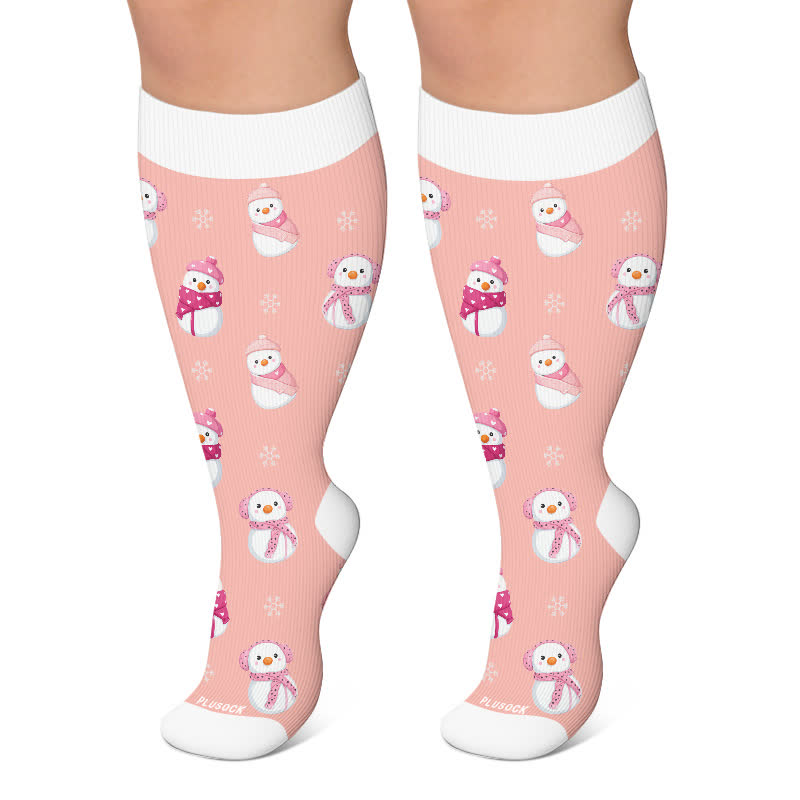 Chaussettes de compression grande taille bonhomme de neige de Noël - Rose clair - 4XL - image 6