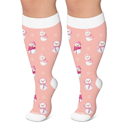 Chaussettes de compression grande taille bonhomme de neige de Noël - Rose clair - 4XL - image 6