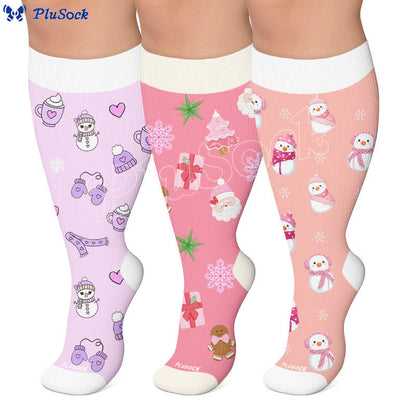 Chaussettes de compression grande taille bonhomme de neige de Noël - image 0