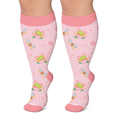 Chaussettes de compression à motif grenouille grande taille - Rose - 4XL - image 6