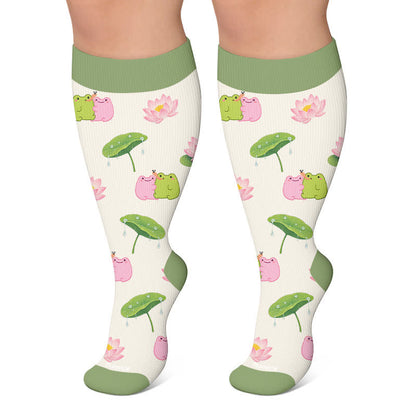 Chaussettes de compression à motif grenouille grande taille - Beige - 4XL - image 5