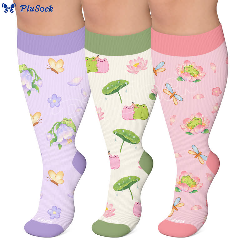 Chaussettes de compression à motif grenouille grande taille - image 0