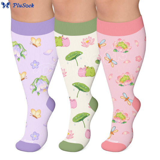 Chaussettes de compression à motif grenouille grande taille - image 0