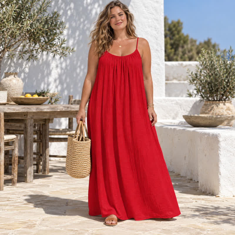 Robe longue de villégiature dos nu - Rouge - 5XL - image 4