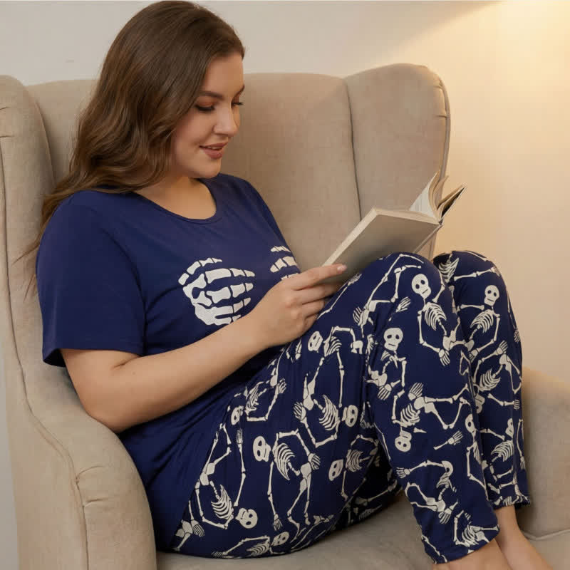 Ensemble pyjama doux imprimé squelette - image 2