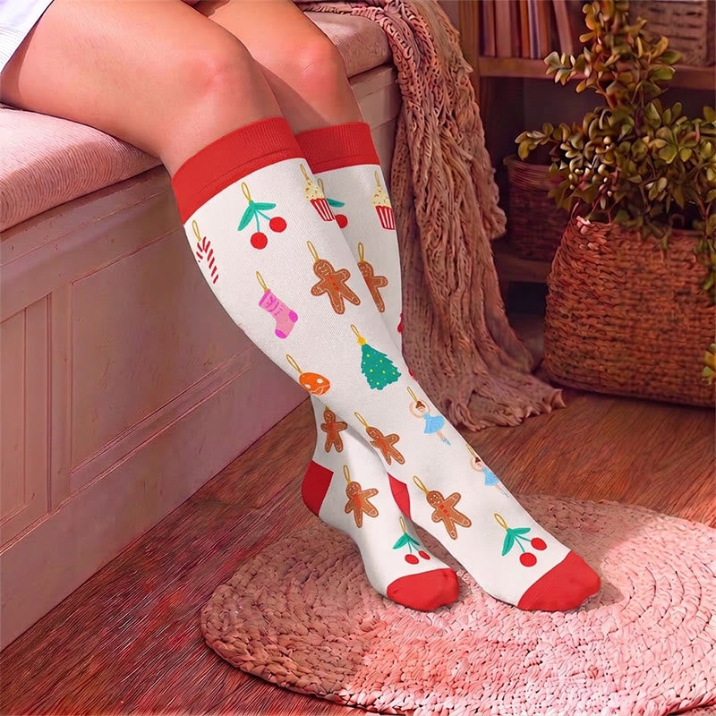 Chaussettes de compression grandes tailles à motifs de Noël - image 3
