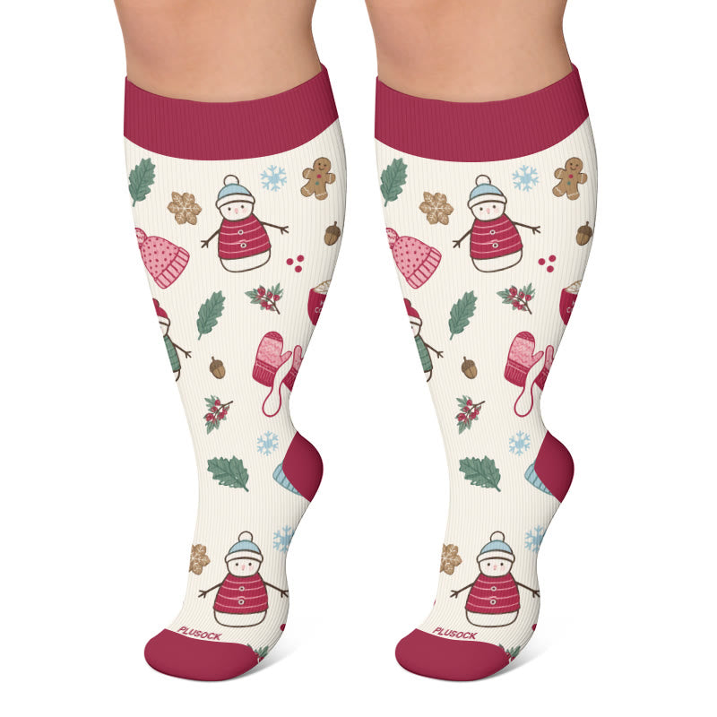 Chaussettes de compression grandes tailles à motifs de Noël - Beige - 4XL - image 5