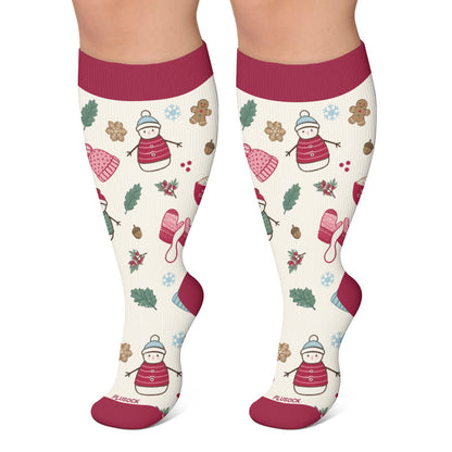Chaussettes de compression grandes tailles à motifs de Noël - Beige - 4XL - image 5