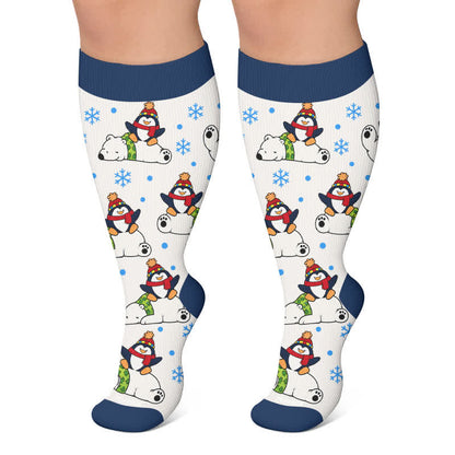Chaussettes de compression festives ours polaire grandes tailles - Blanc - 4XL - image 6