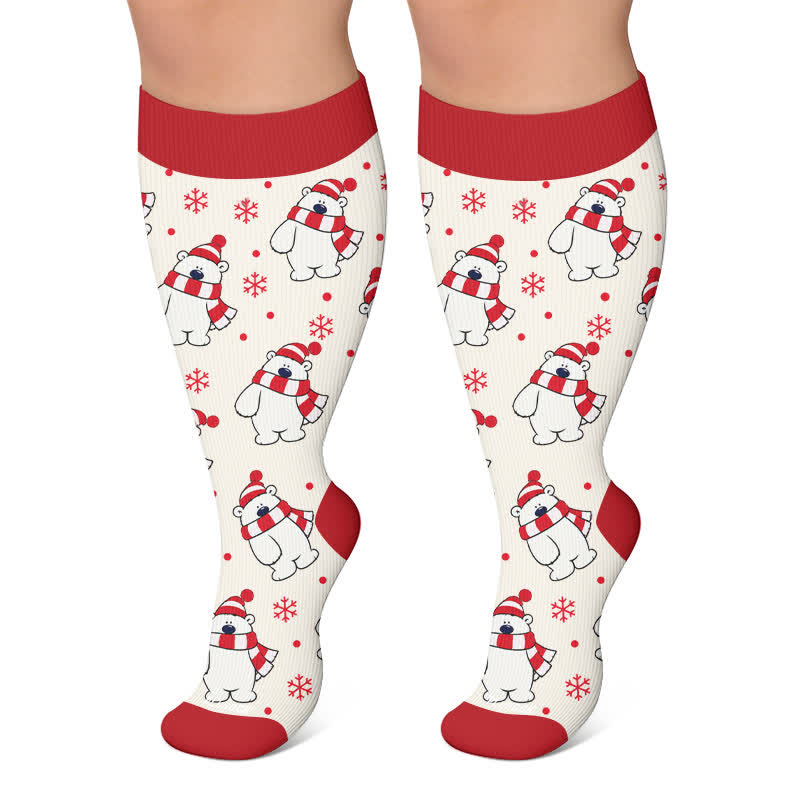 Chaussettes de compression festives ours polaire grandes tailles - Beige - 4XL - image 5