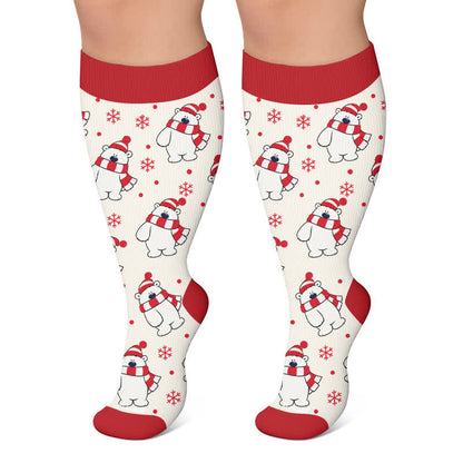 Chaussettes de compression festives ours polaire grandes tailles - Beige - 4XL - image 5