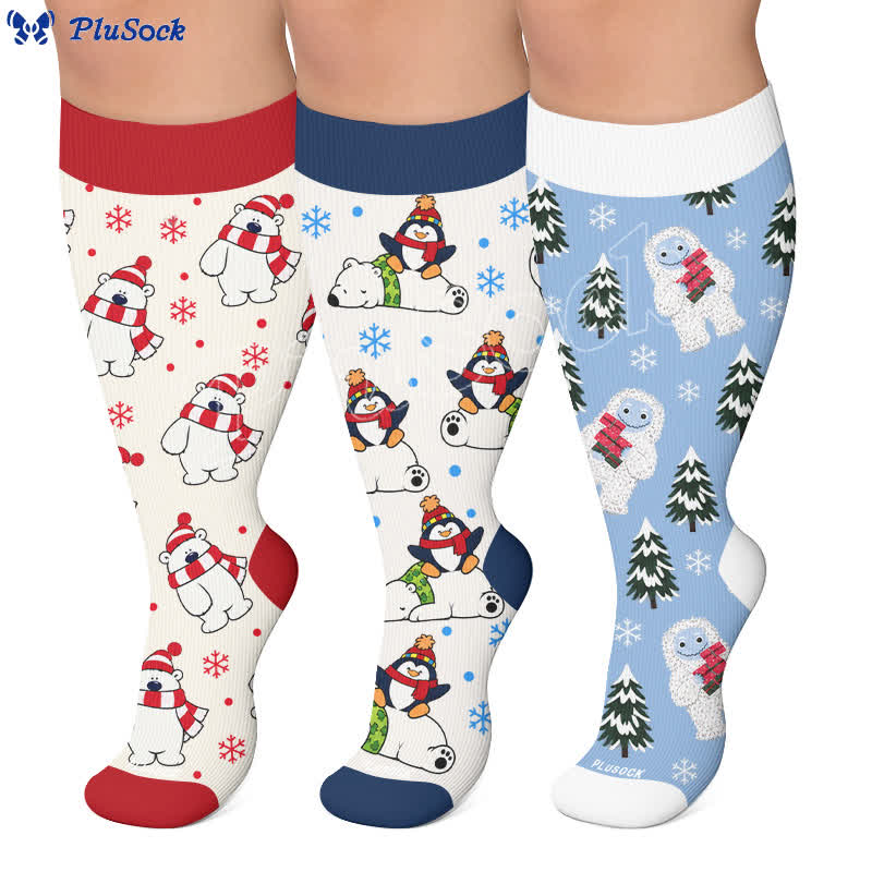 Chaussettes de compression festives ours polaire grandes tailles - image 0