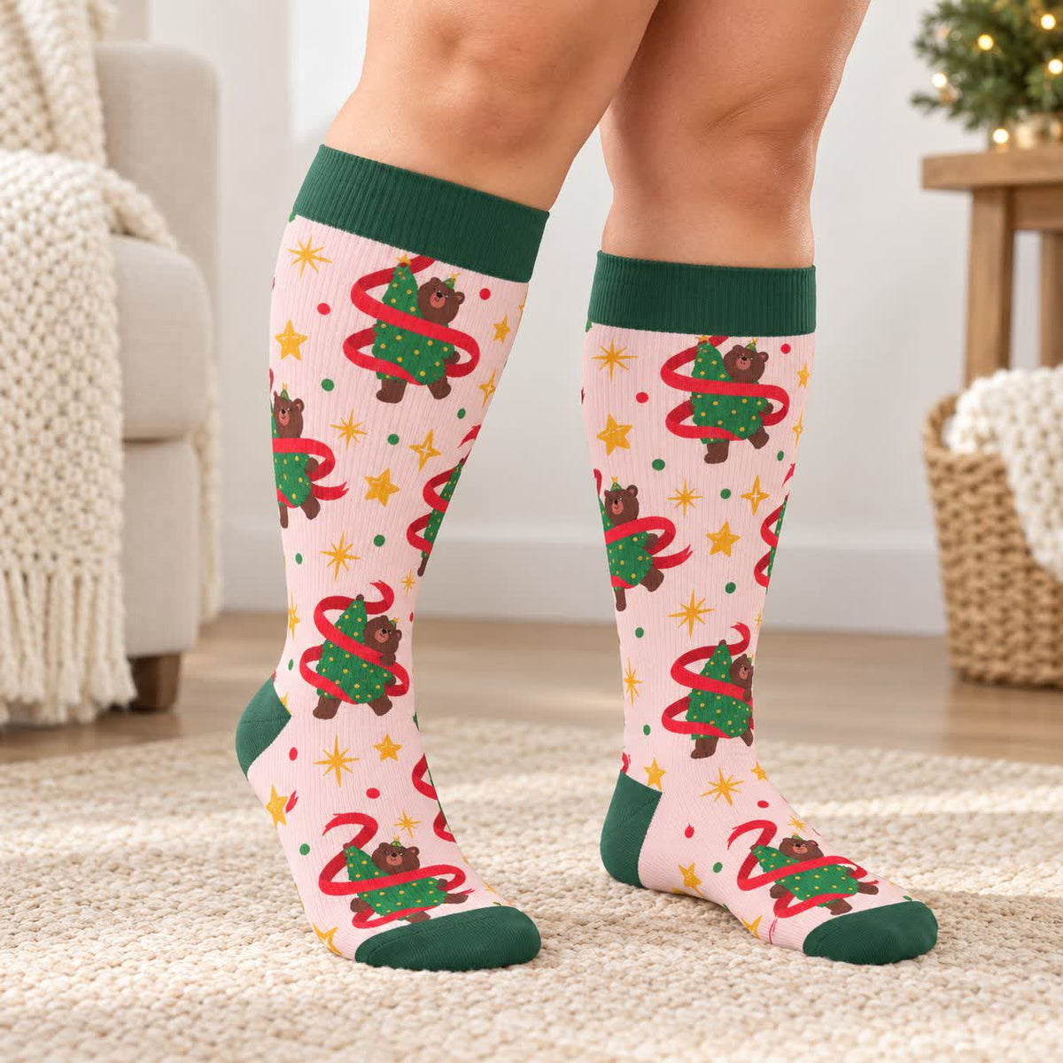Chaussettes de compression grandes tailles pour Noël avec chats et chiens - image 2