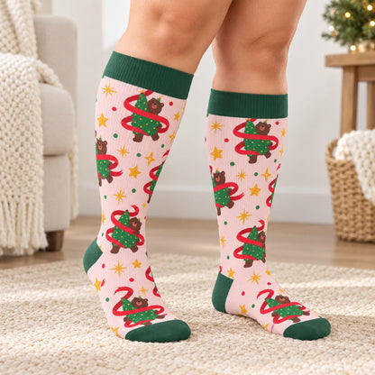 Chaussettes de compression grandes tailles pour Noël avec chats et chiens - image 2