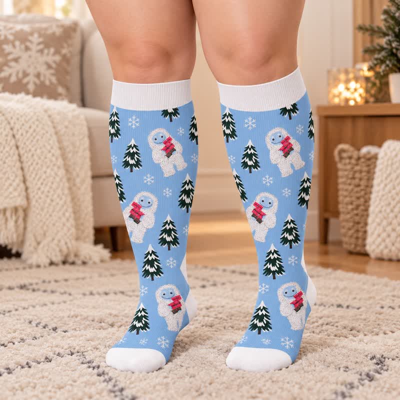 Chaussettes de compression festives ours polaire grandes tailles - image 1